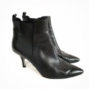 Michael Kors Black Leather Heeled Ankle Boots